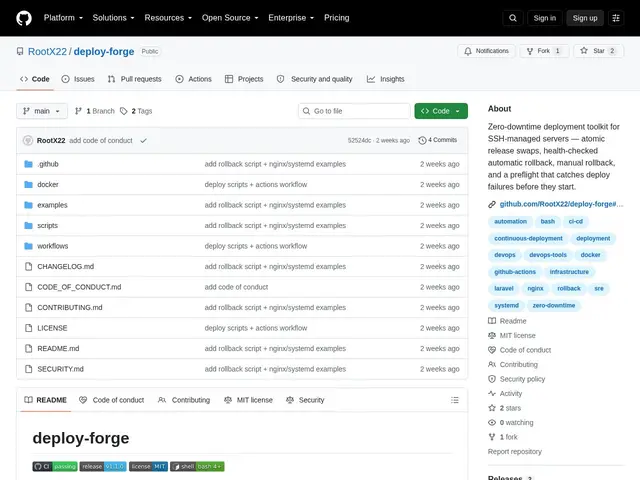Preview of Deploy Forge