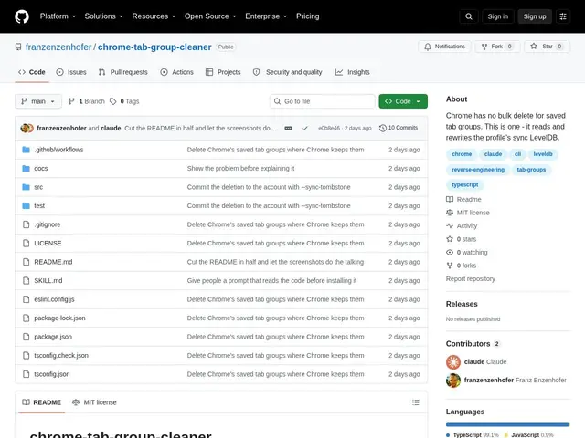 Preview of Chrome Tab Group Cleaner