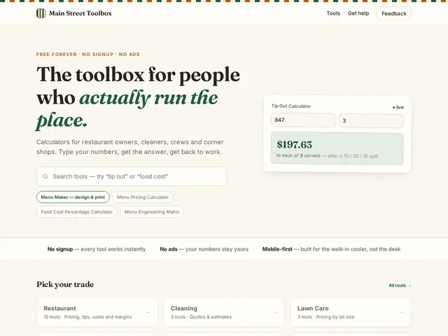Preview of Main Street Toolbox